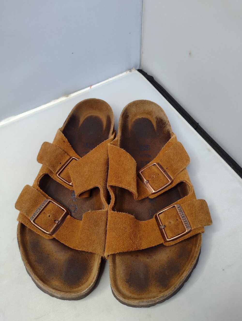 Birkenstock Arizona Suede Sandals Size 40 W9 M7 Tan Cork Comfort Granola H